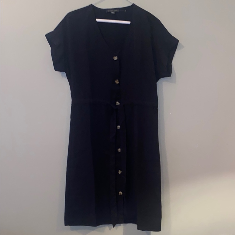 Saks Fifth Avenue Black Buttoned Midi Dress